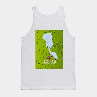 Lake Peipus Estonia and Russia map Tank Top